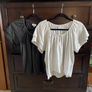 Bundle of 2: Madewell Texture & Thread 100% Cotton Ruffle Sleeve Tops
